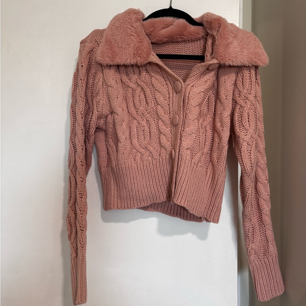 Kara and Kate Blush Cable Knit Cardigan